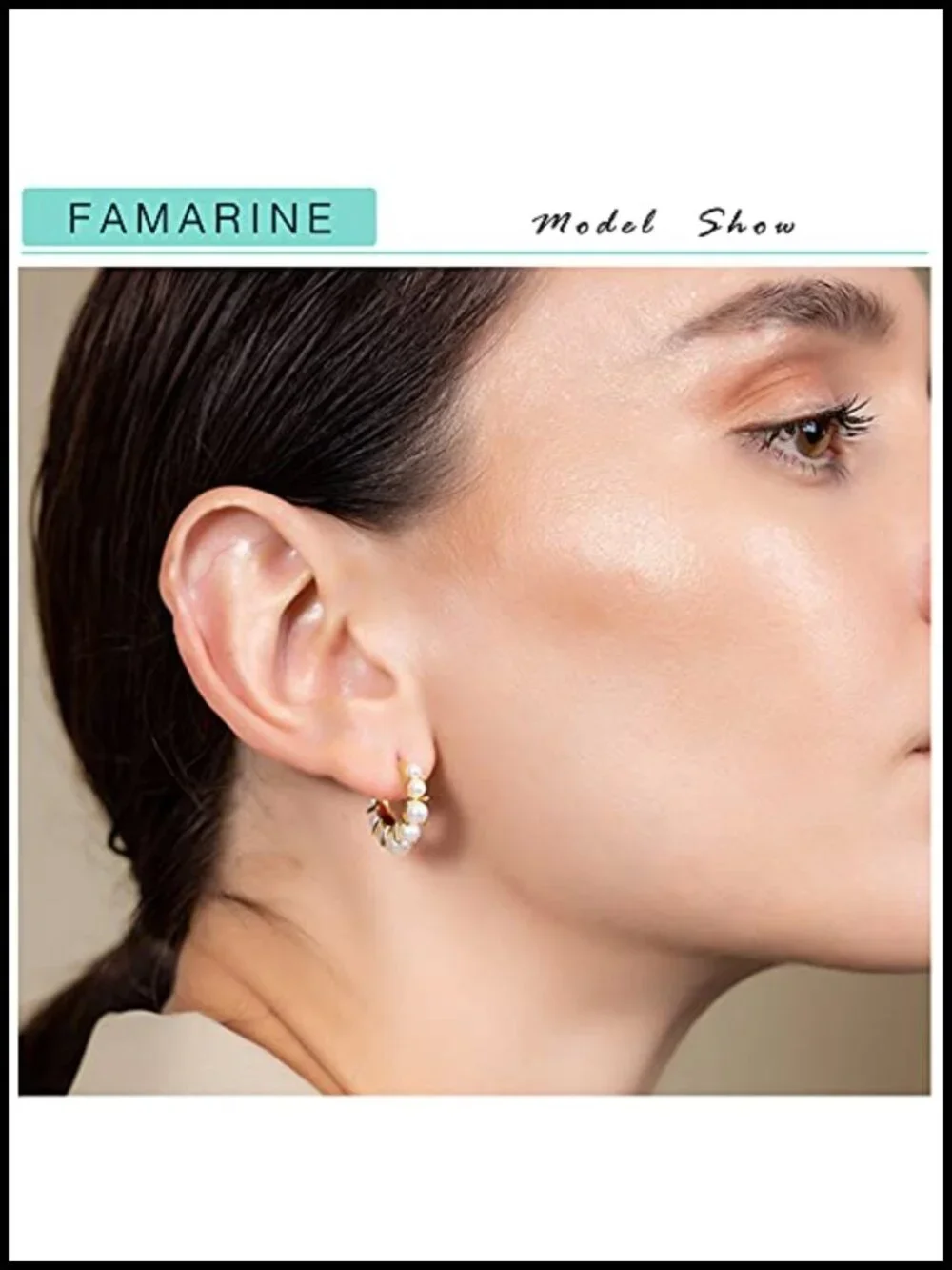 Pearl Hoop Earrings for Women - Brass - 14K - Cute & Lightweight